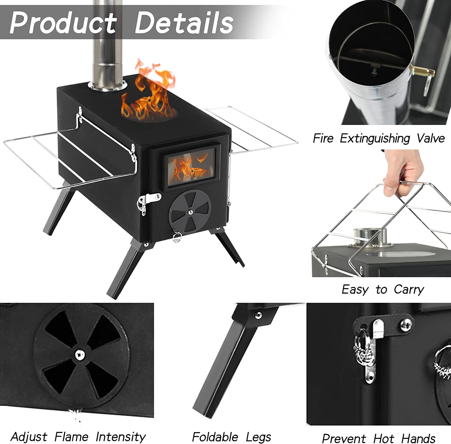 Coewske Camping Stove Portable Hot Tent Stove with Pipe for Outdoor Cooking Trips