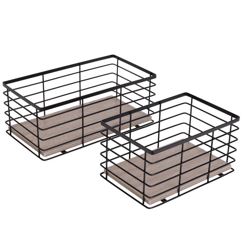 Smart Design Kitchen Caddy with Premium Wooden Accents  2 Pack