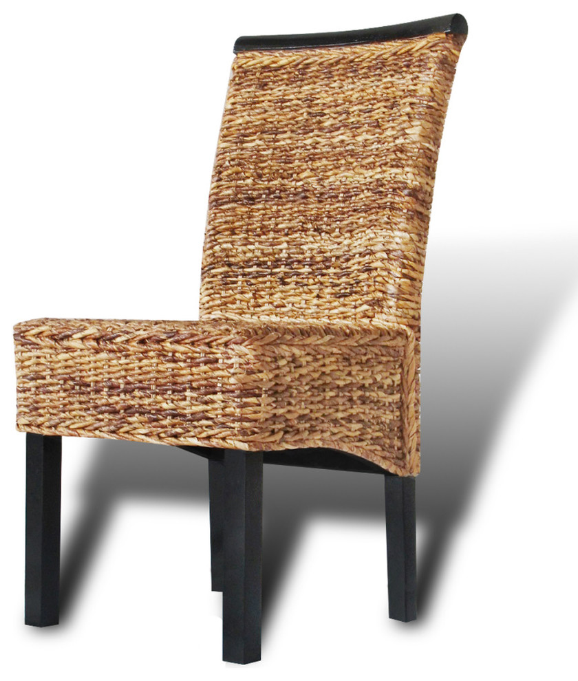 vidaXL 4x Dining Chair w/ Backrest Solid Mango Wood Rattan Abaca Wicker Seats   Tropical   Dining Chairs   by vidaXL LLC  Houzz