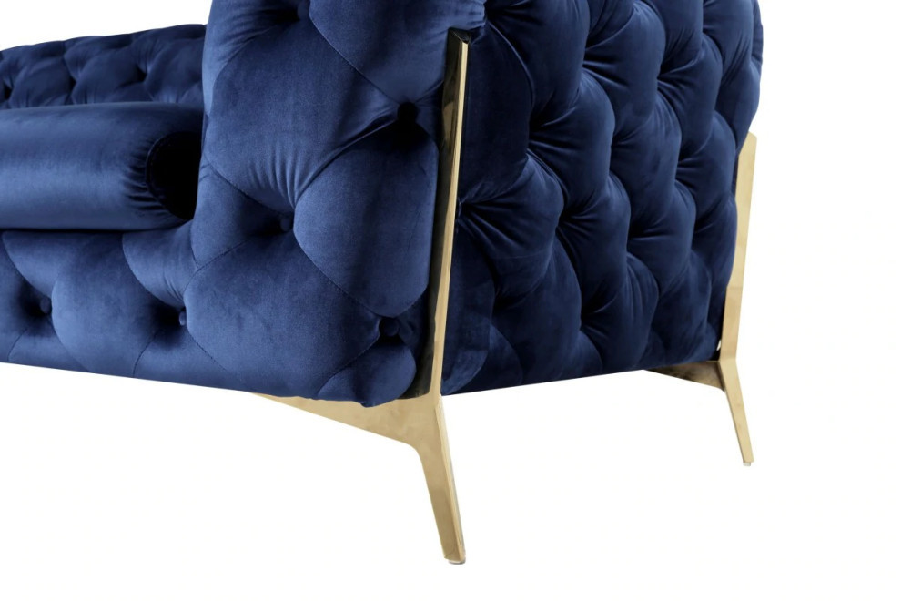 Natalie Transitional Blue Velvet Loveseat   Midcentury   Loveseats   by V.S.D Furniture  Houzz