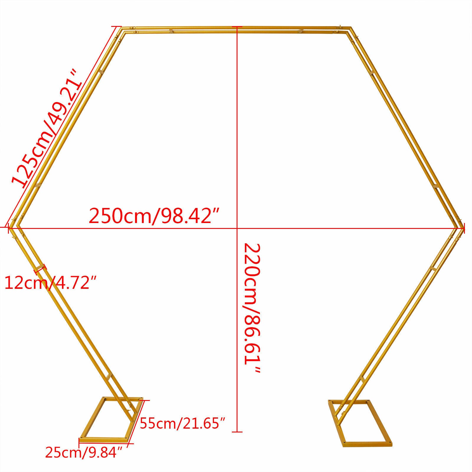 Miumaeov 8ft Gold Hexagon  Metal Arbors Photo Booth Decor Wreath Backdrop Stand