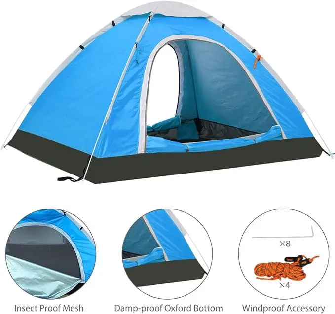 CLM 2 3 Person Lightweight Instant Durable Pop up Indoor Portable Outdoor Backyard Hiking Camping Tent