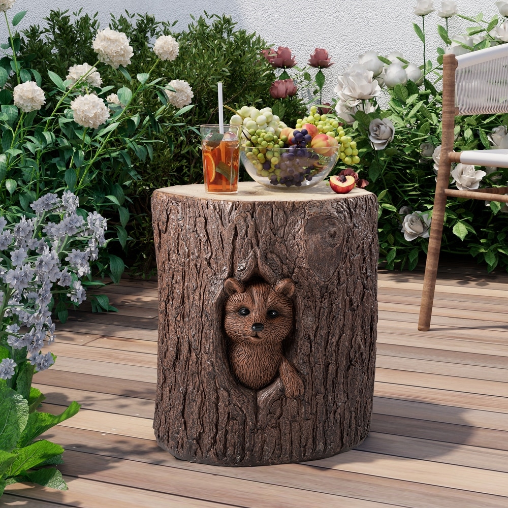 COSIEST Indoor Faux Wood Tree Trunk Log Stool