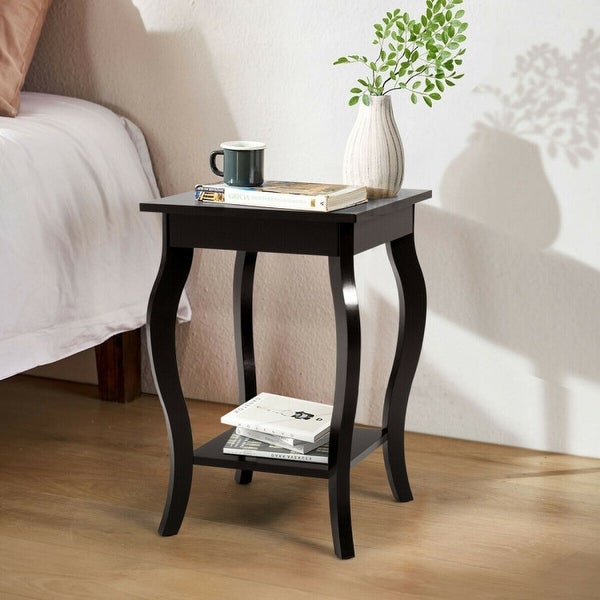 Set of 2 Side Table End Table Night Stand with Shelf - 16