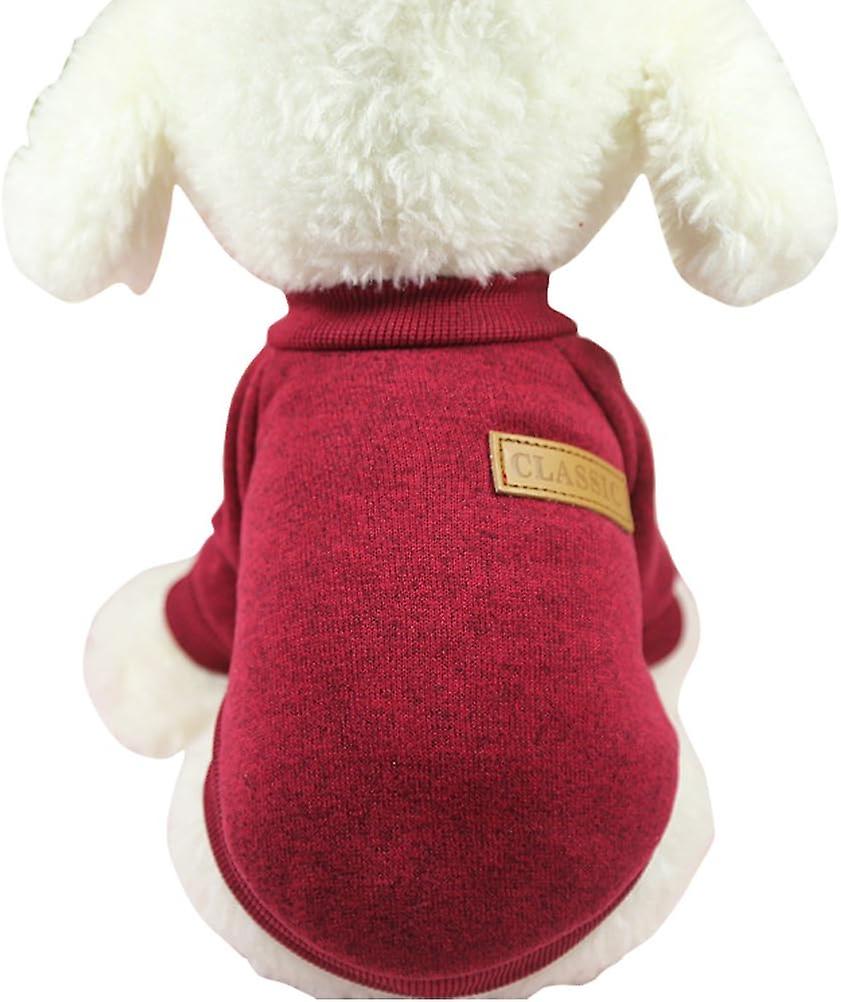 Pet Dog Clothes Dog Sweater Soft Thickening Warm Pup Dogs Shirt Winter Puppy Sweater For Dogs (wine Red， L)