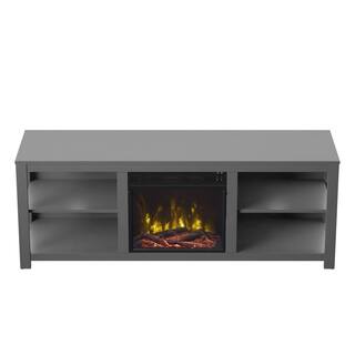 Twin Star Home 65 in. Freestanding Wooden Electric Fireplace TV Stand in Antique Gray 18MM6794-PG22S