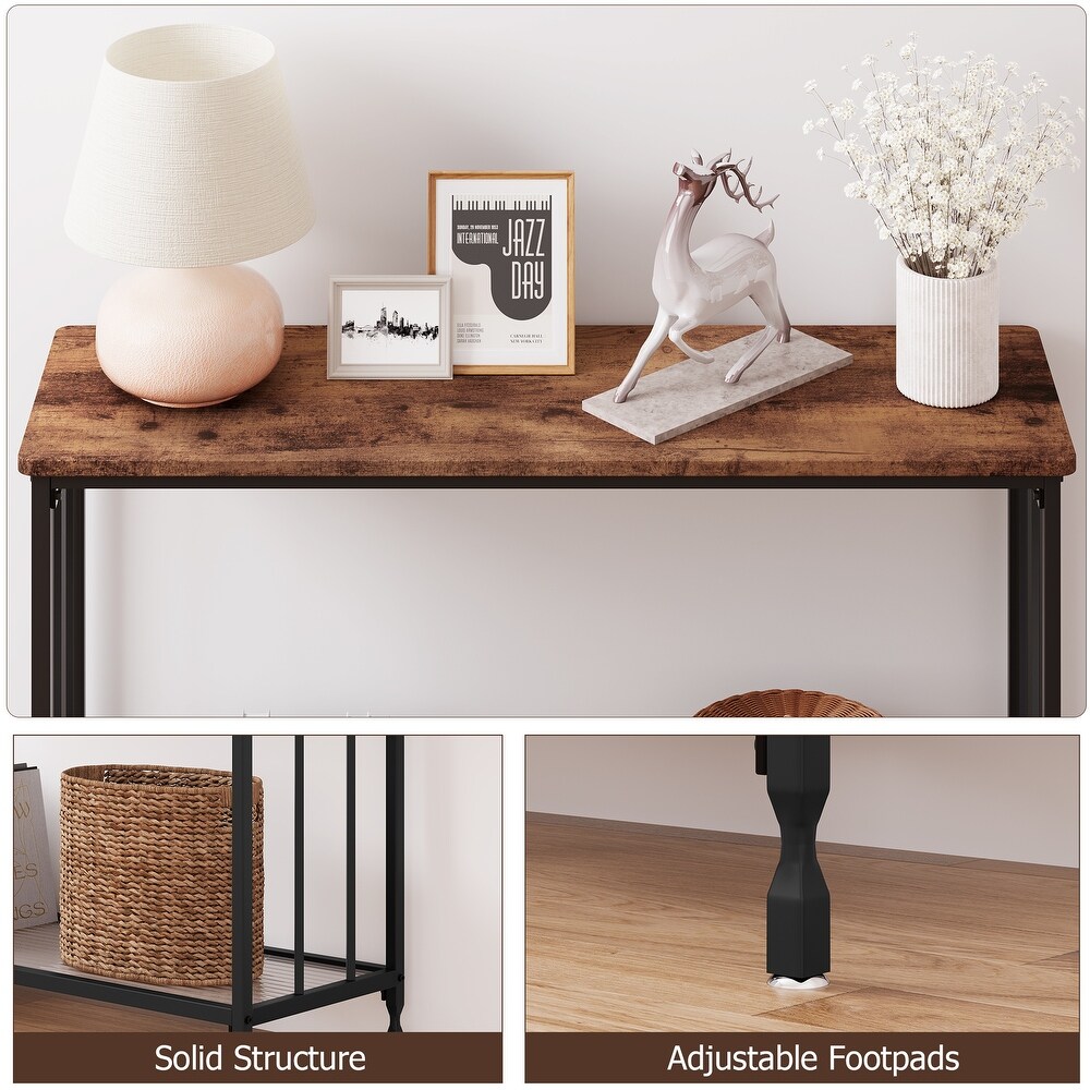 Console Table with Wood Shelf and Metal Frame