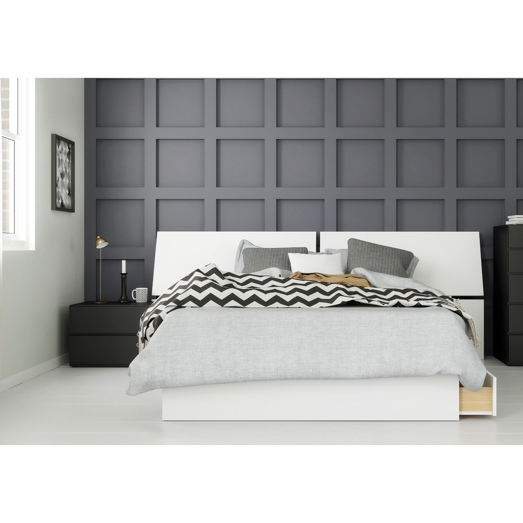 Context 3 Piece Bedroom Set， Black and White - - 28221753