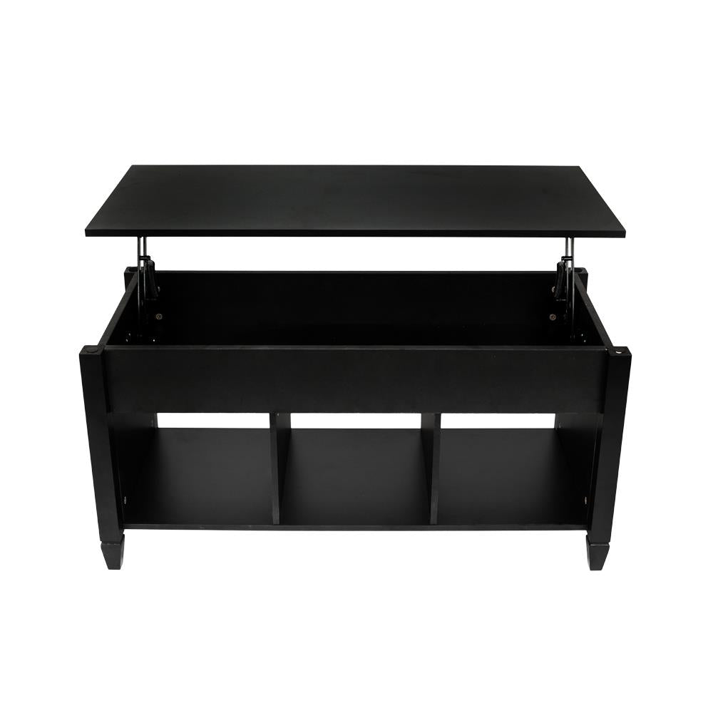 Zimtown Lift Up Top Coffee Table with Hidden Compartment End Rectangle Table Storage Space Living Room Furniture (Black)