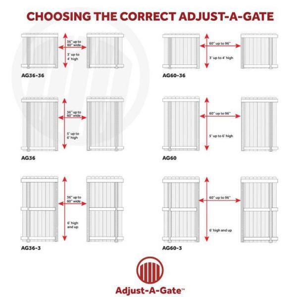 Adjust-A-Gate 3 Rail 60 in. H 60 in.-96 in. W Kit-Contractor Series AG60-3