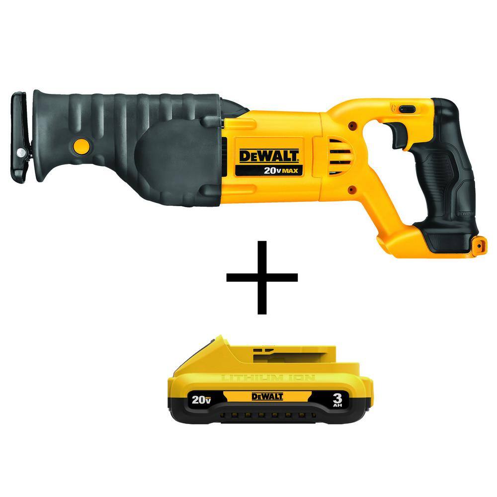 DW 20V MAX Cordless Reciprocating Saw and (1) 20V MAX Compact Lithium-Ion 3.0Ah Battery DCS380BW230