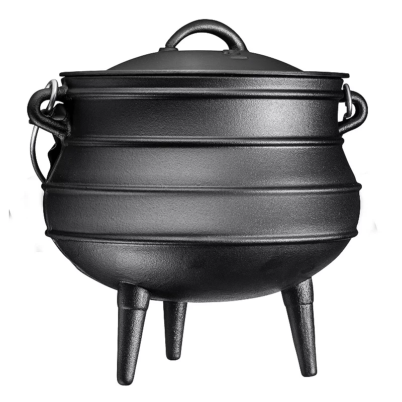 Cast Iron Potjie Pot with Lid and 3 Legs - Premium Camping Cookware for Campfire， Coals and Fireplace Cooking