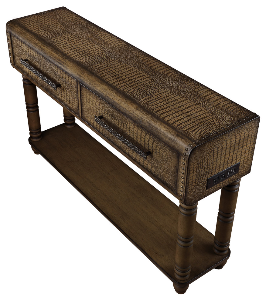 Imitation Crocodile Skin Apperance Retro Sofa Table   Traditional   Console Tables   by TATEUS LLC  Houzz