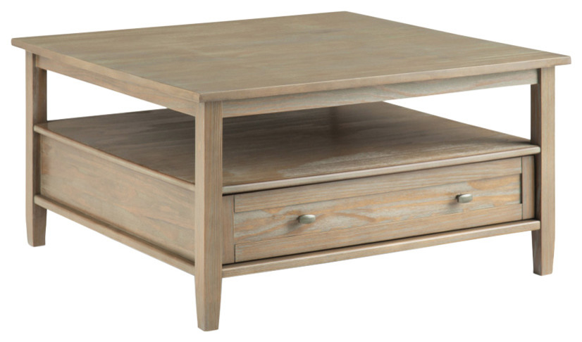 Warm Shaker Solid Wood Square Coffee Table   Farmhouse   Coffee Tables   by Simpli Home Ltd.  Houzz