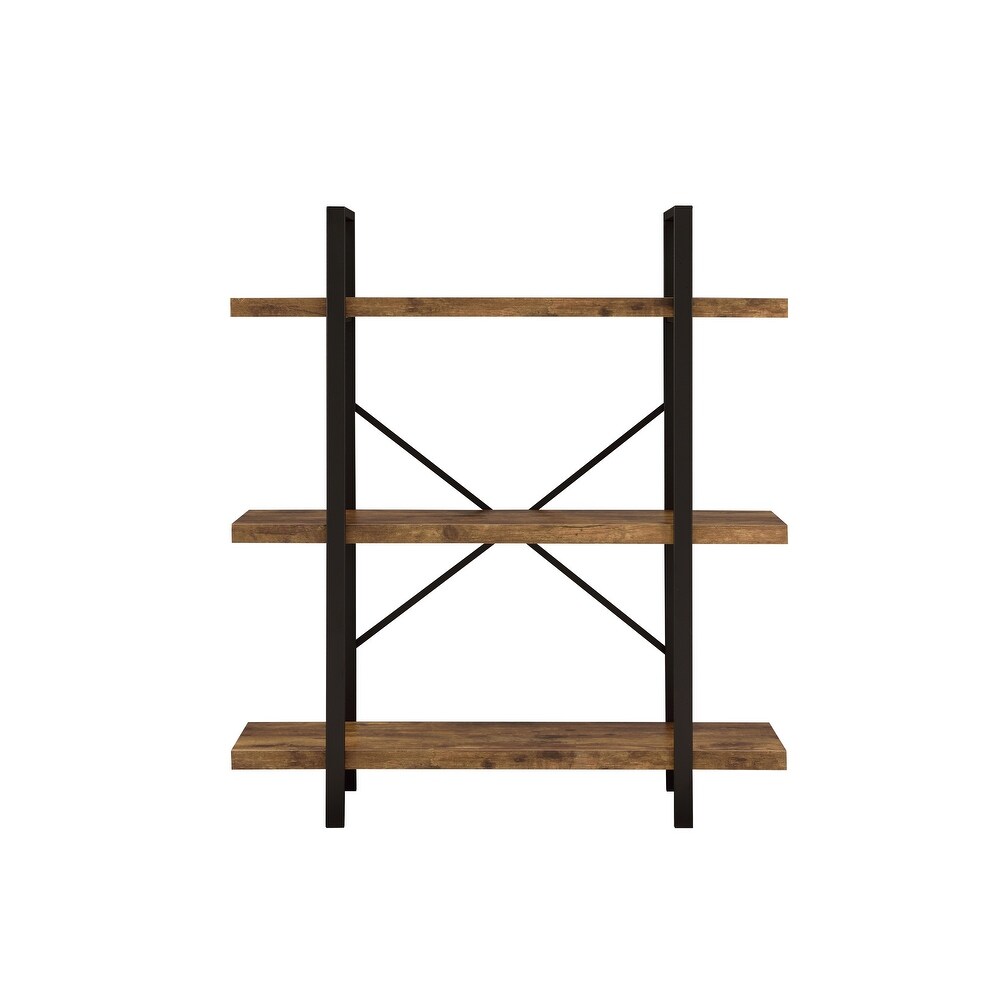 Coaster Furniture Cole Antique Nutmeg and Black 3 Shelf Bookcase
