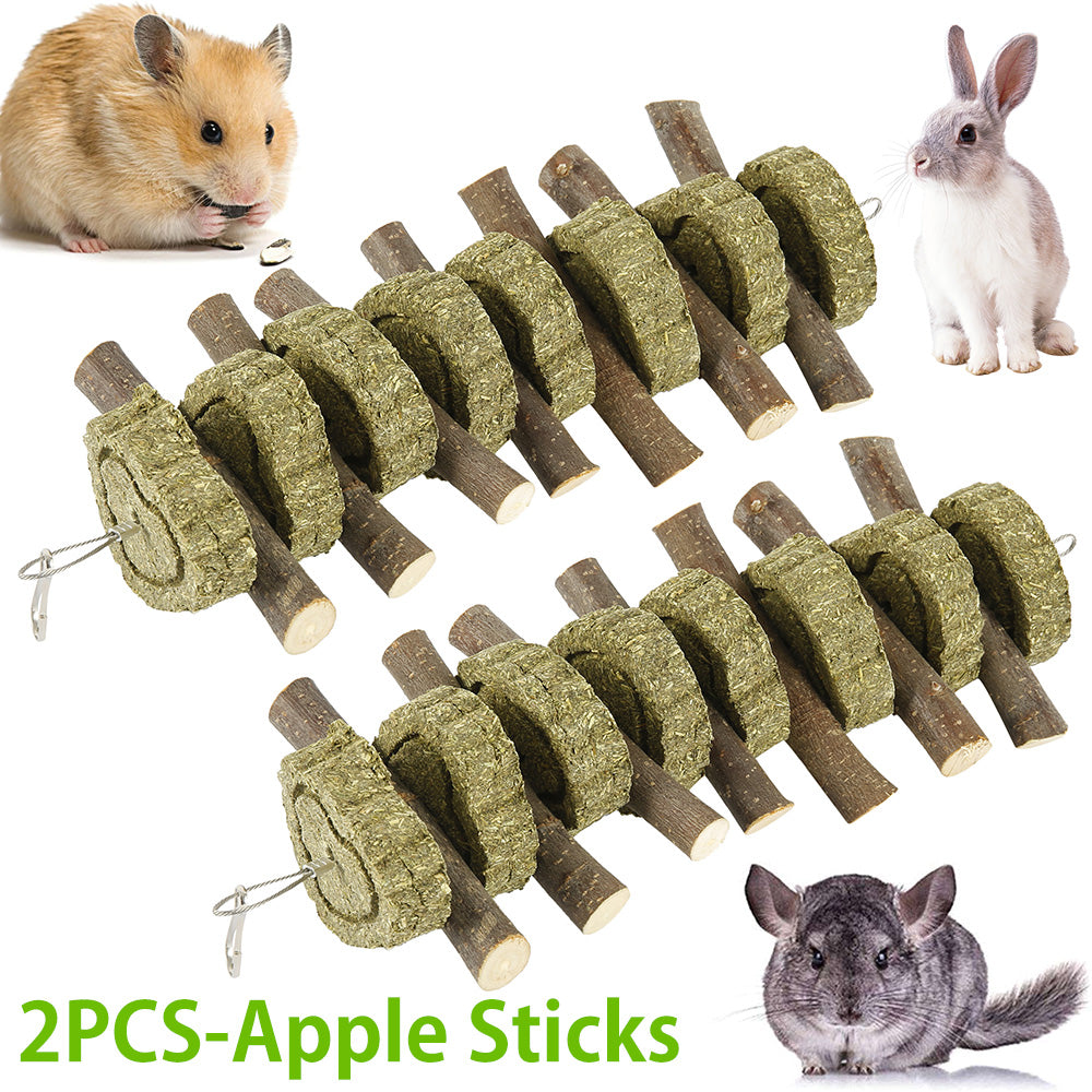 HOTBEST Hamster Chew Toy Apple Wood Sticks Twigs Cleaning Teeth Pet Playing Small Pets Rabbit Guinea Pig Parrot Toys