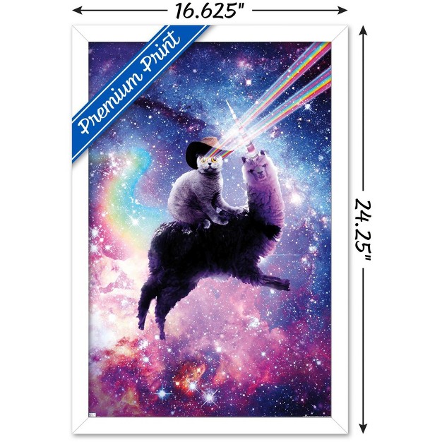 Trends International James Booker Laser Space Cat Llama Framed Wall Poster Prints