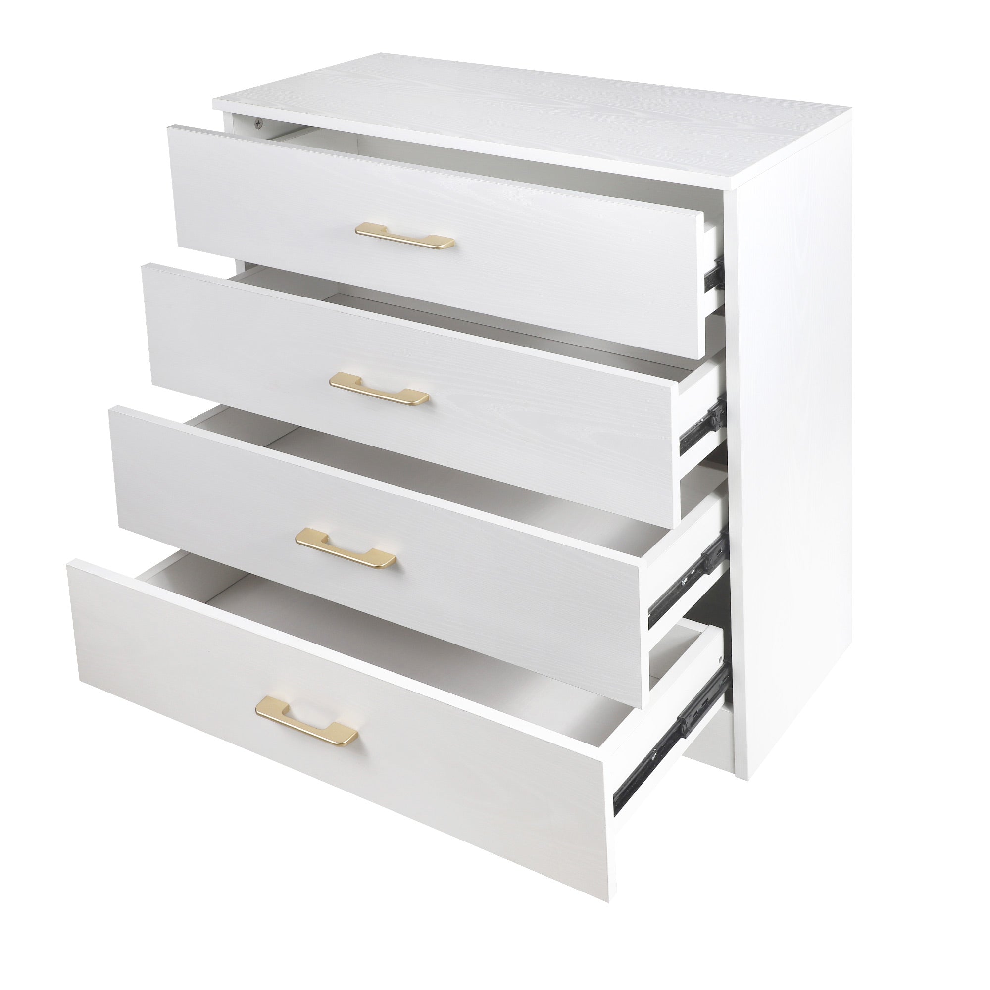 SYNGAR Modern White 4 Drawer Dresser, Small Wood Storage Cabinet with Easy Pull Handles, Dressers and Chests of Drawers, Organizer Unit for Bedroom, Living Room, Hallway, Closets, Nursery