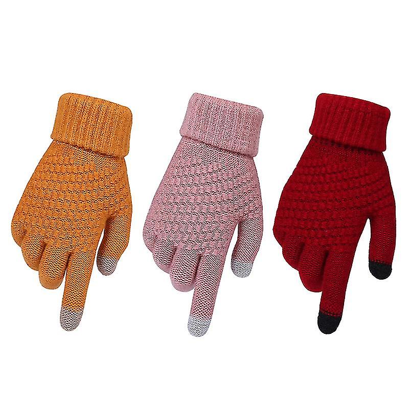 Women's Winter Touchscreen Gloves Warm Knit Gloves Thermal Gloves Suit For Running Driving Cycling Working Hiking Skiing3 Pairs Multi-coloured