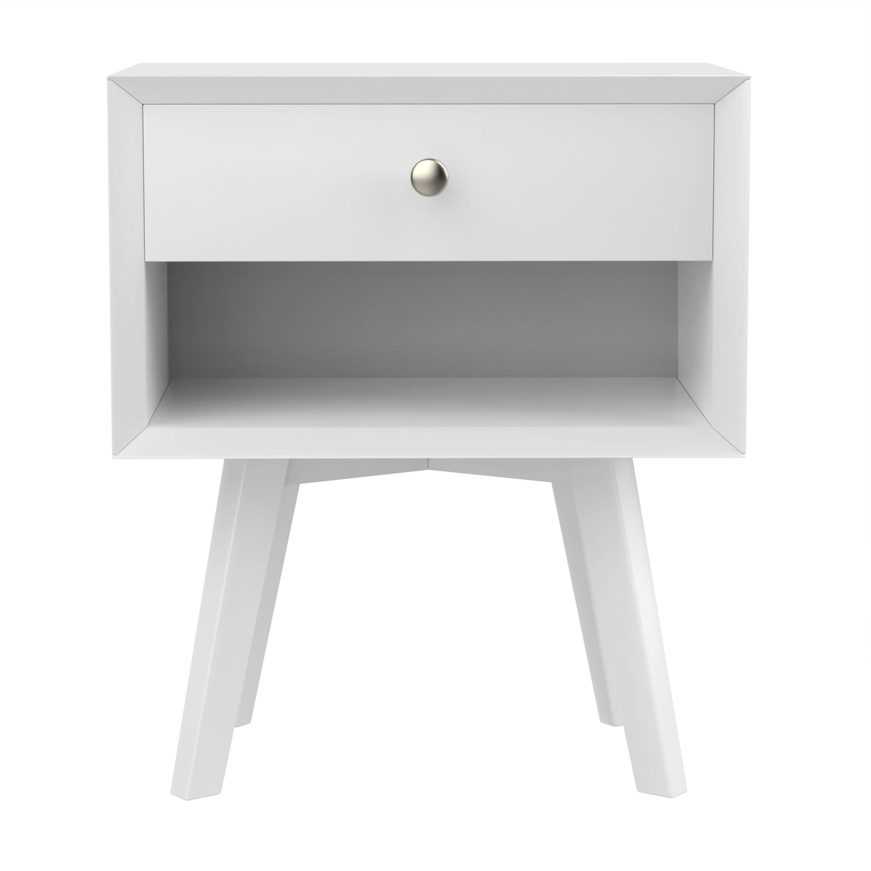 Algherohein Classic 1 Drawer White Finish Nightstands for Bedroom