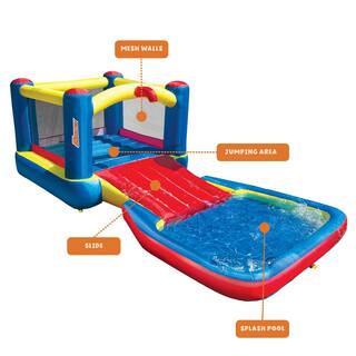 BANZAI Bounce N Splash Multi-Colored Water Park Aquatic Activity Play Center with Slide BAN-35533