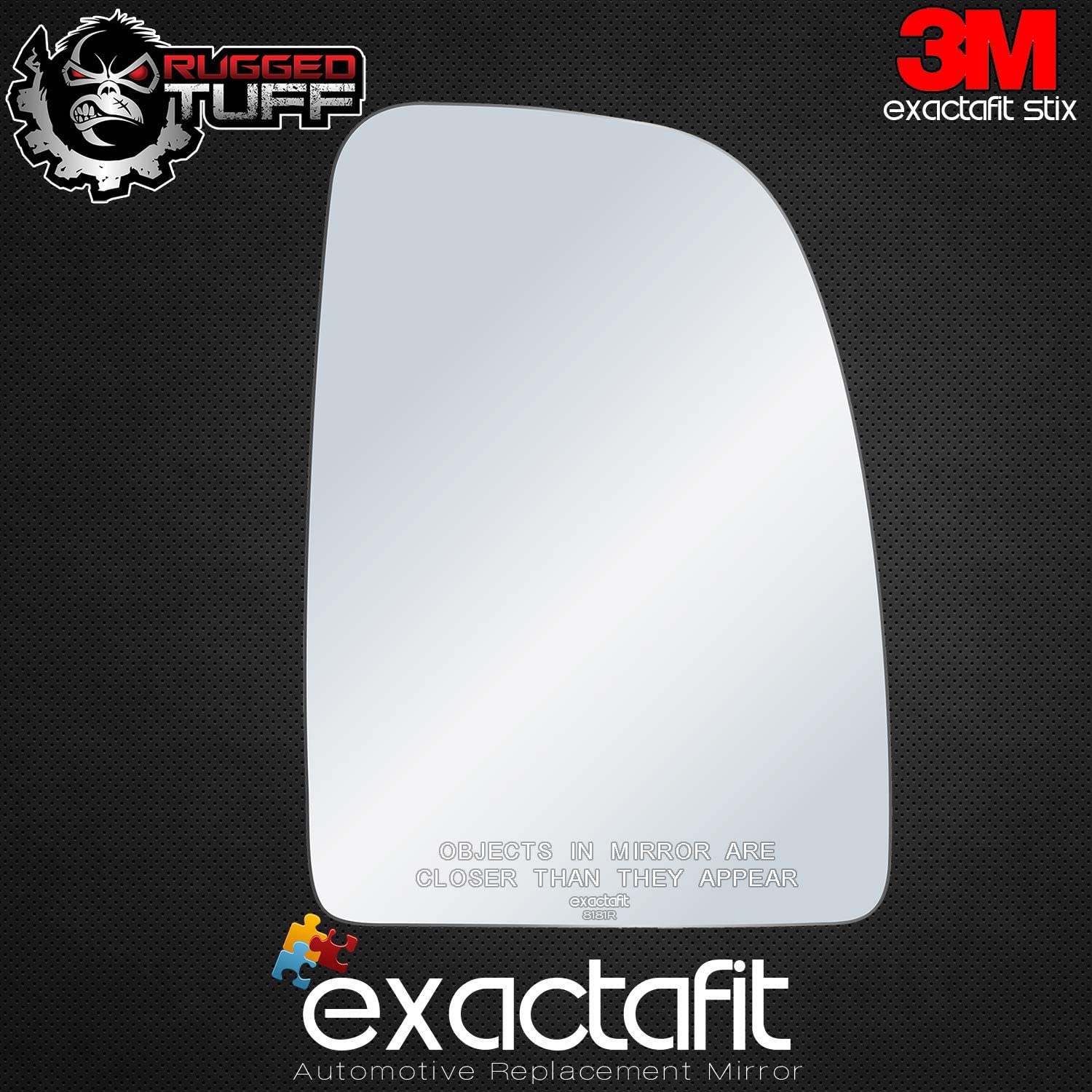 exactafit 8181R Passenger Side Mirror Right Hand Upper Glass Replacement Fits 2014-2021 Ram Promaster 1500， 2500， 3500