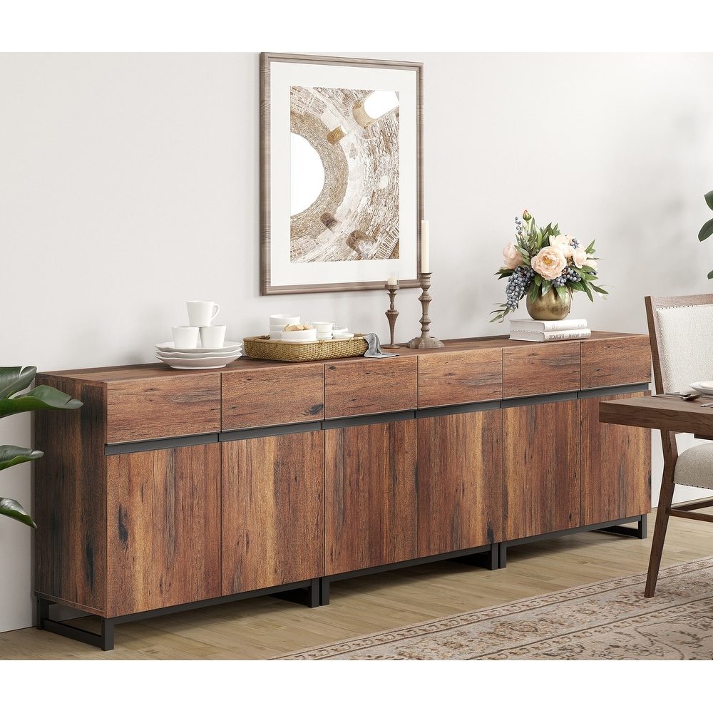 WAMPAT Storage Cabinet  Modern Sideboard with Adjustable Shelf and Metal Base