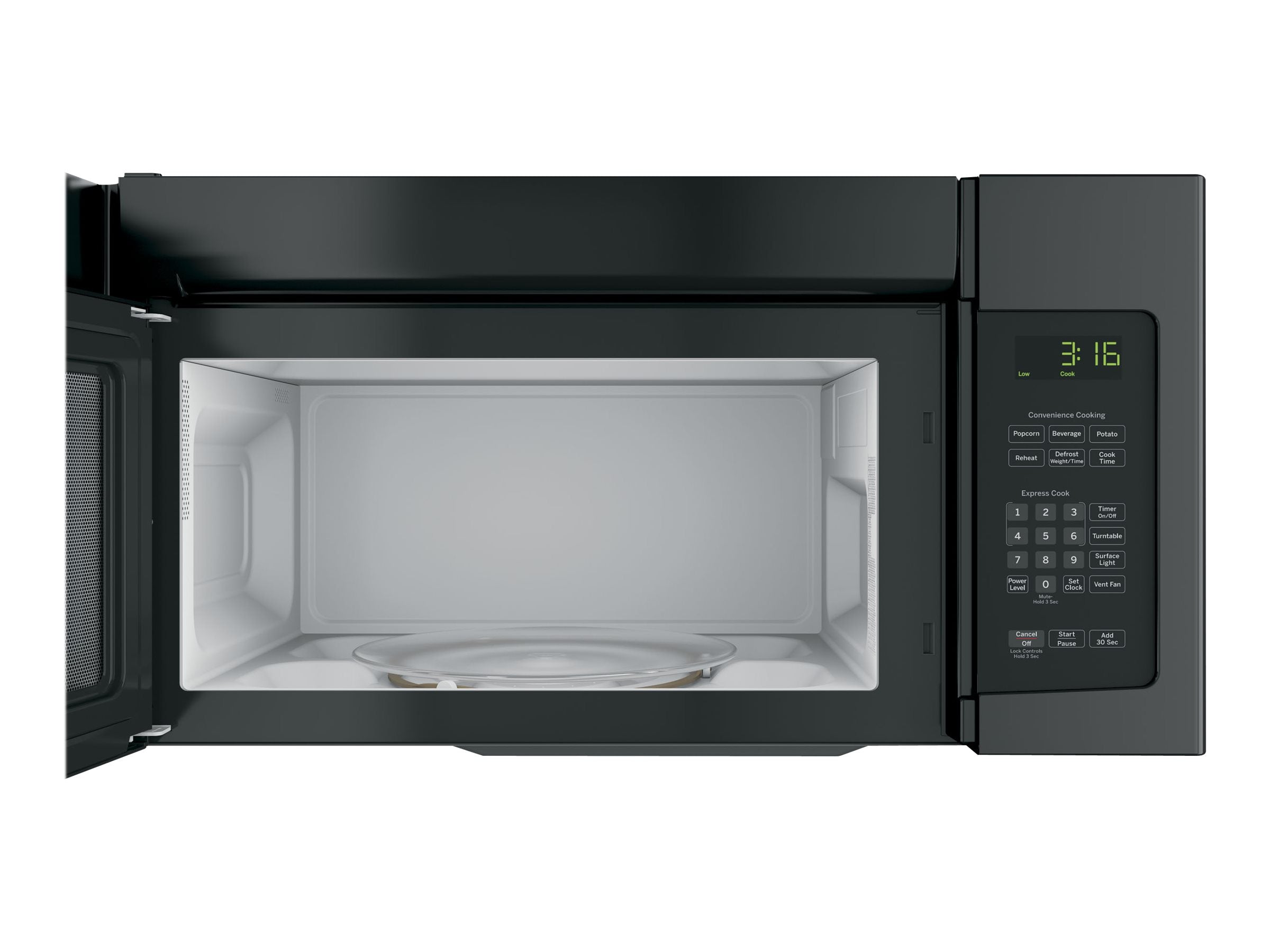 JNM3163DJBB 30 Over-the-Range Microwave with 1.6 cu. ft. Capacity  2-Speed 300 CFM Vent  10 Power Levels  Convenience Cooking Controls and Cooktop Lighting in Black