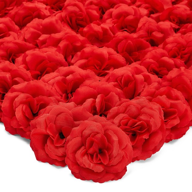 Juvale 50 Pack Red Artificial Silk Cloth Roses 3 Inch Stemless Fake Flowers Roses For Wall Decorations Wedding Receptions Spring Decor