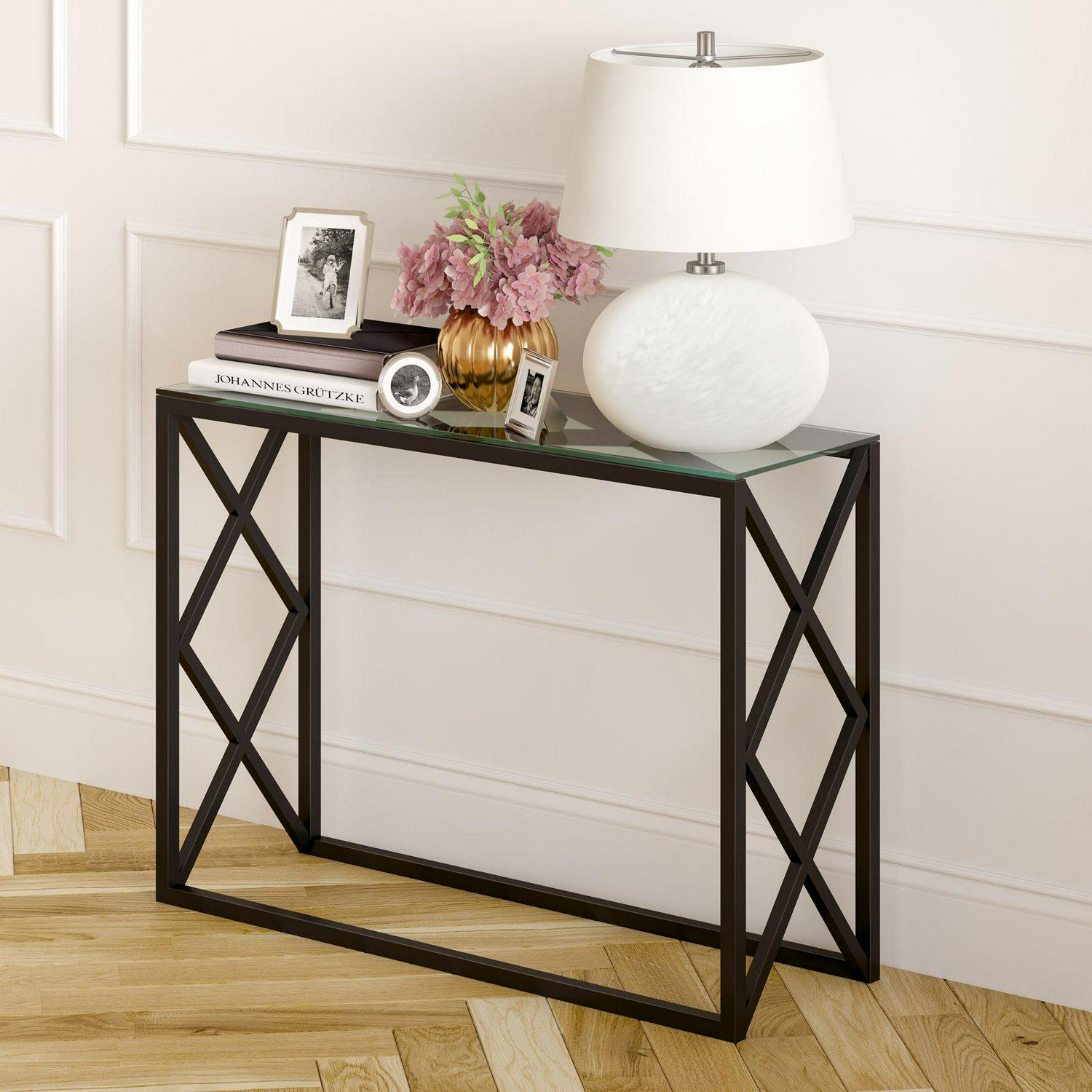 EvelynandZoe Contemporary Console Table with Glass Top