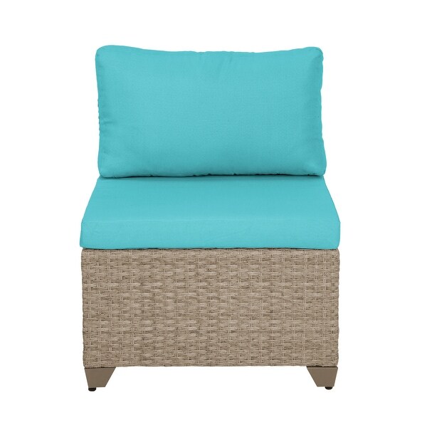 Maui Outdoor Armless Sofa in Natural Aged Wicker