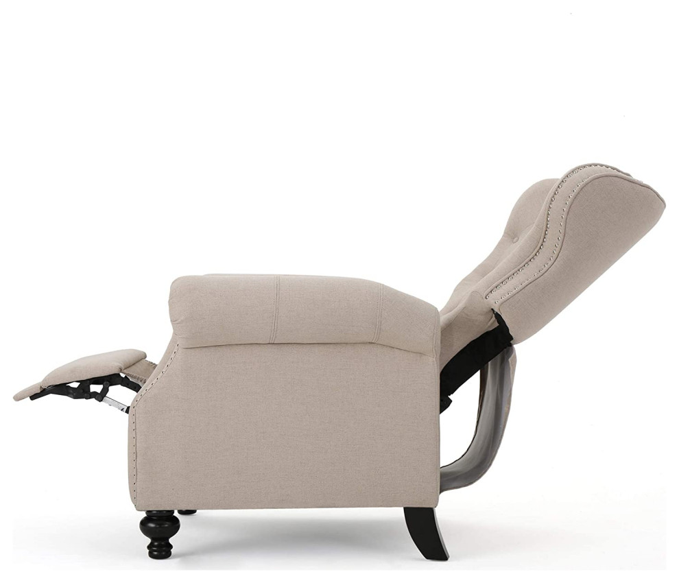 Classic Recliner  Padded Seat With Tufted Wingback and Rolled Arms  Wheat   Traditional   Recliner Chairs   by Declusia  Houzz