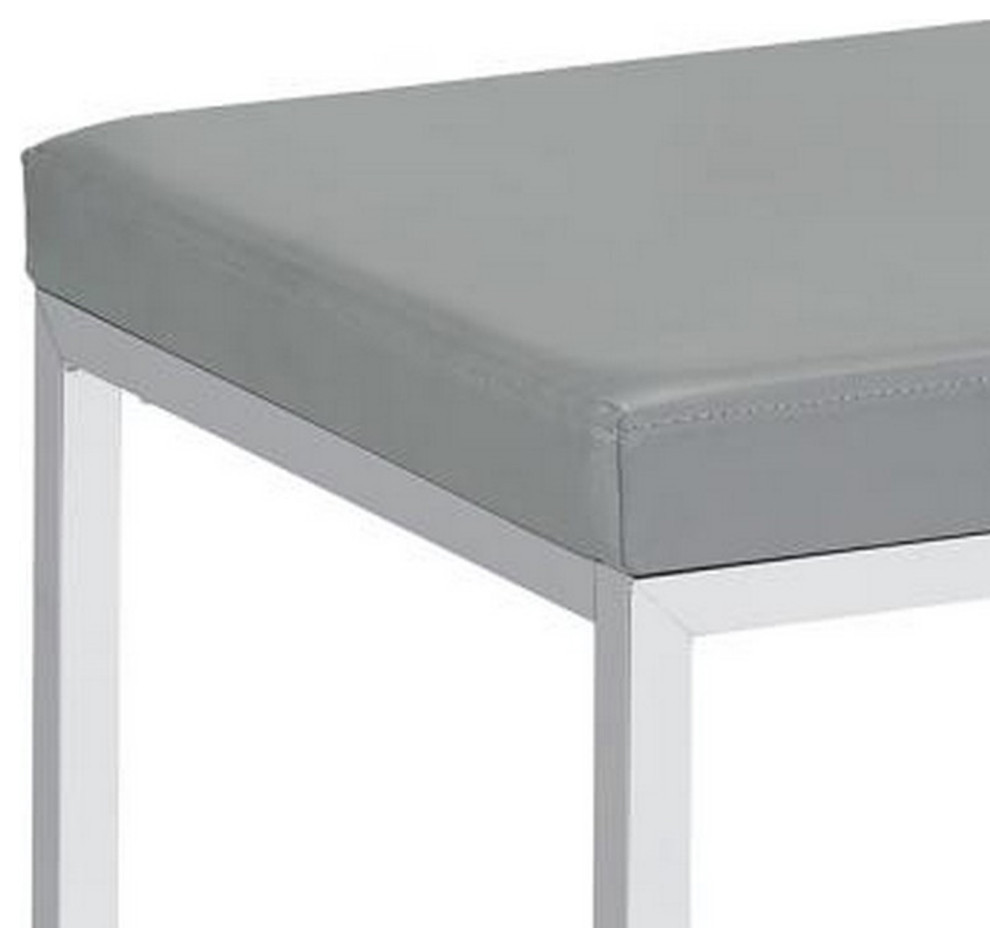 Vanity Stool With Leatherette Seat and Tubular Frame  Gray   Contemporary   Vanity Stools And Benches   by VirVentures  Houzz