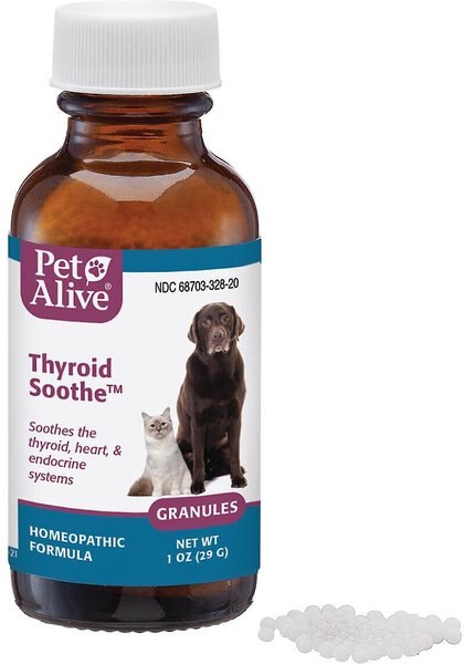 PetAlive Thyroid Soothe Homeopathic Medicine for Hyperthyroidism for Dogs and Cats， 1-oz jar