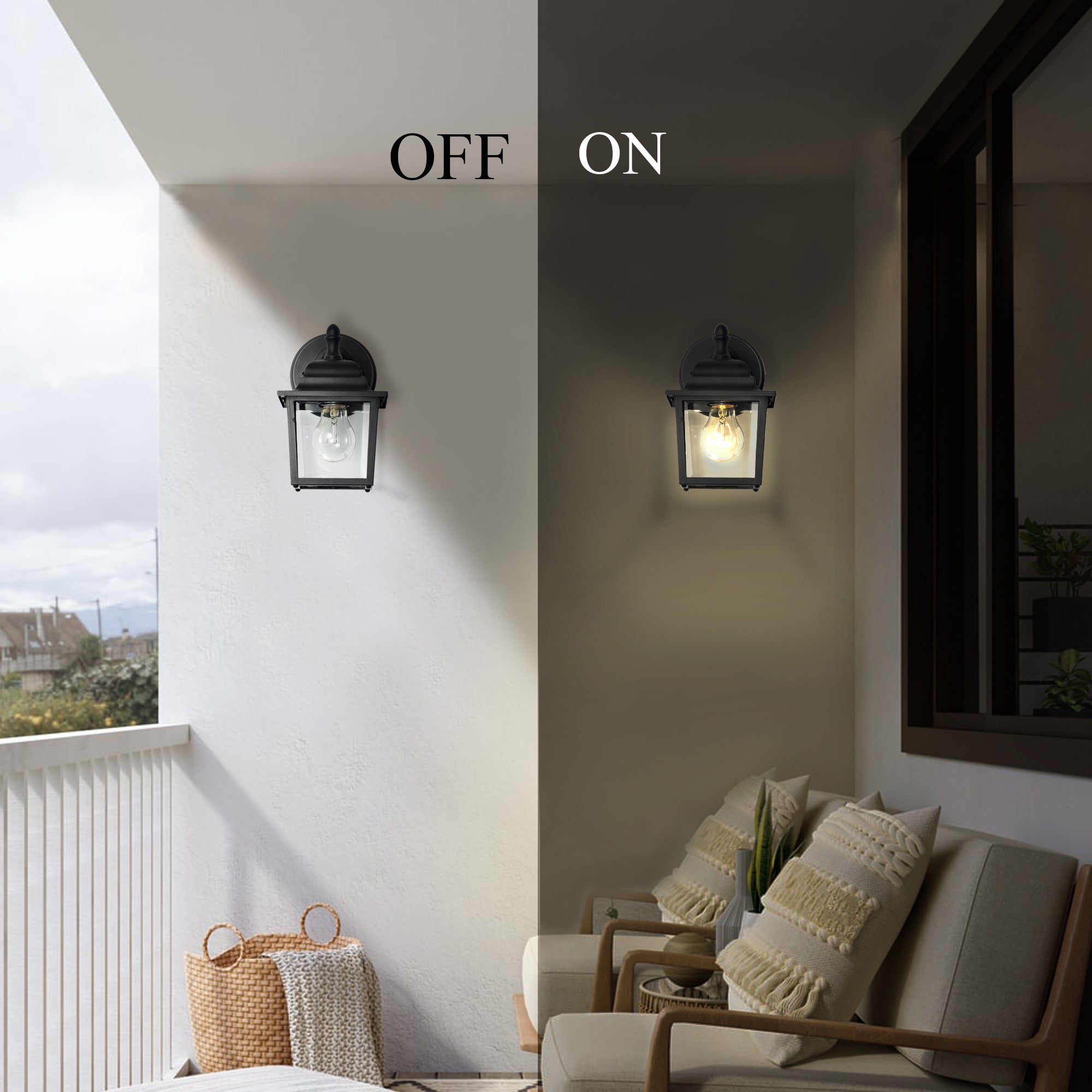 Ashop Outdoor Wall Sconce Black 2 Pack Outdoor Light Fixtures Wall Mount for Exterior Porch Patio