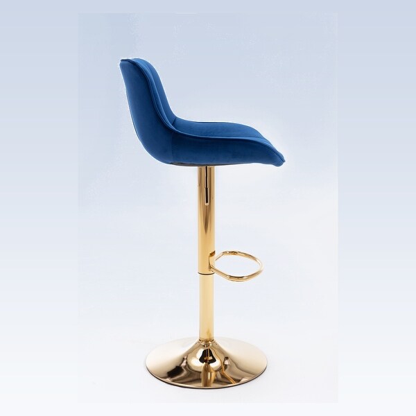 Modern Velvet Adjustable Bar Stools With Golden Base