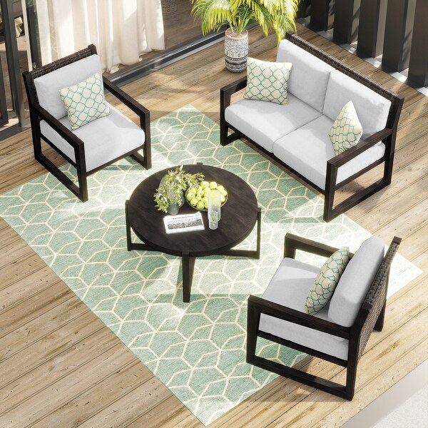 Corvus Augusta 4piece Patio Conversation Set with Sunbrella Pillows