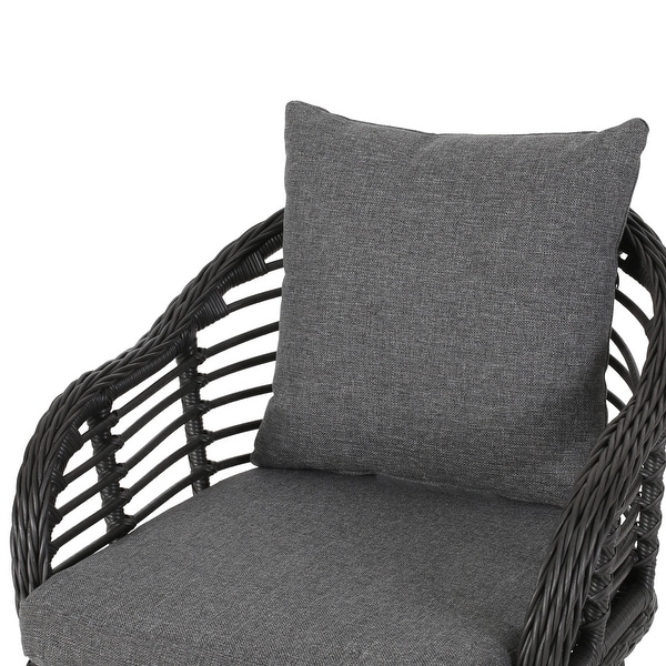 Tatiana Outdoor Wicker Club Chairs with Cushions (Set of 2) by Christopher Knight Home