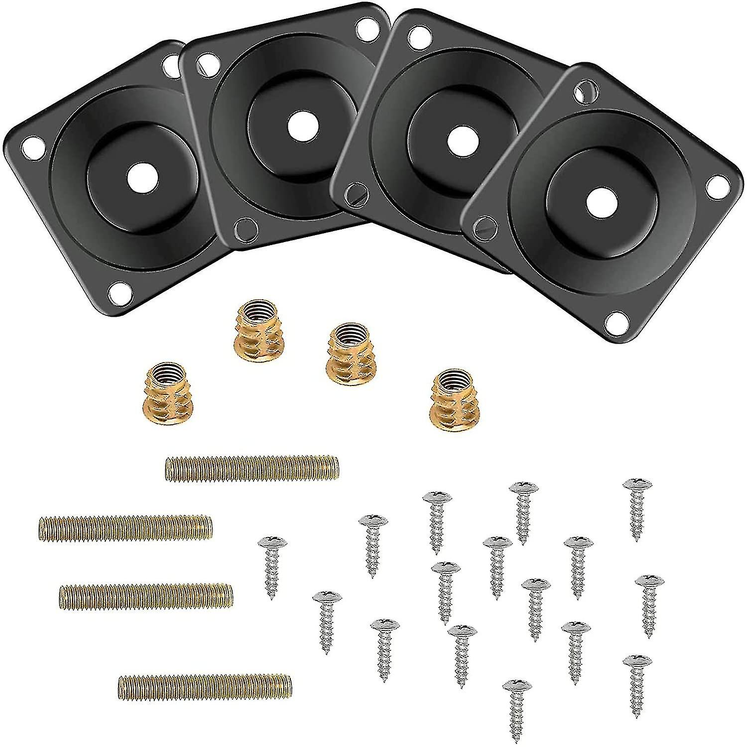 4 Pieces Foot Mounting Plates， Black Furniture Foot Mounting Plates， Black Fixing Iron Pie