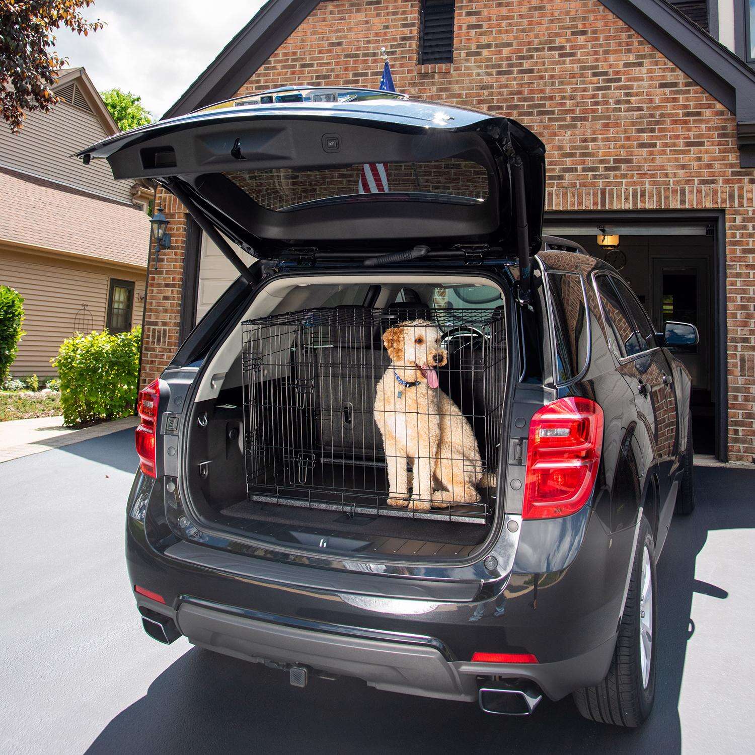 Pet Essentials Large Steel Dog Crate Black 30 in. H X 28 in. W X 42 in. D