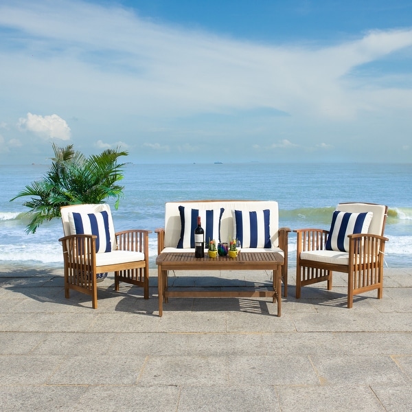 SAFAVIEH Outdoor Rocklin 4piece Conversation Patio Set