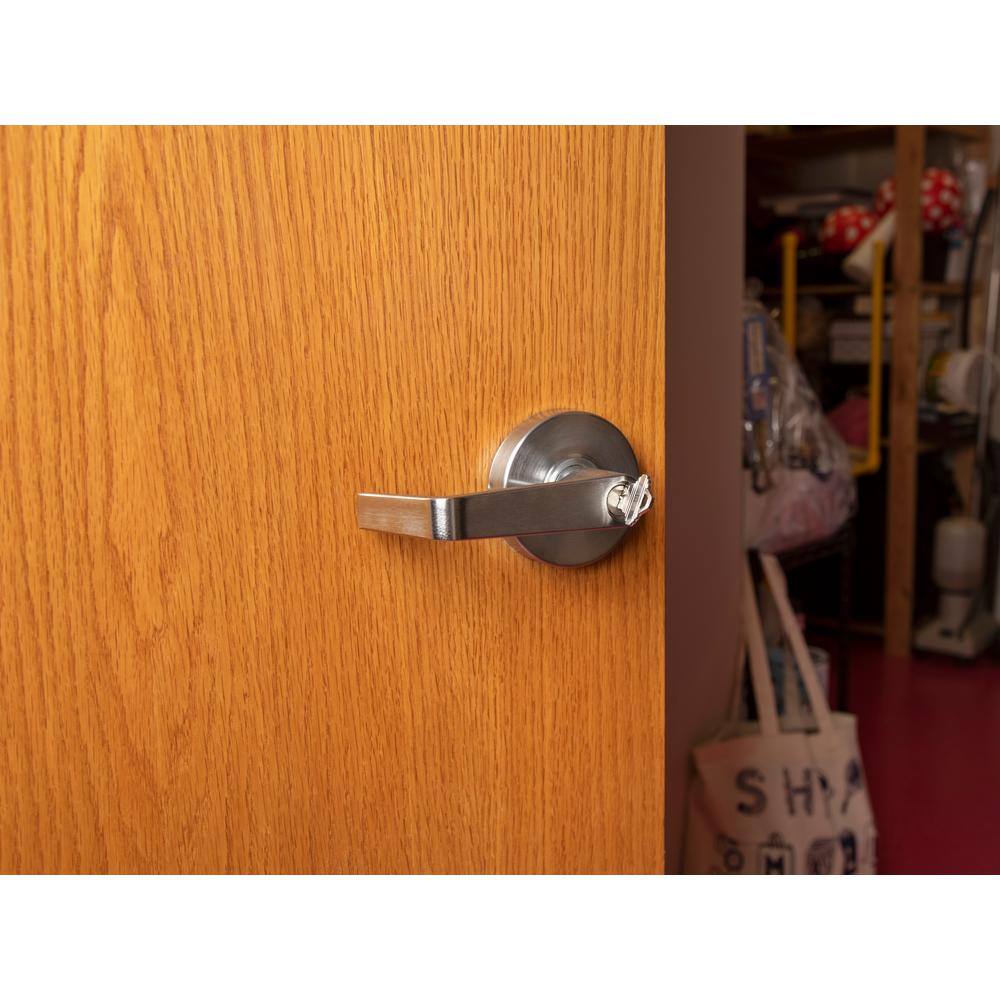 Taco LSV Saturn Standard Duty Brushed Chrome Grade 2 Commercial Cylindrical Storeroom Door Handle with Lock DL-LSV80-US26D