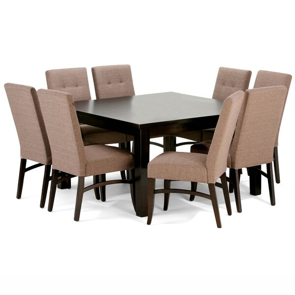 WYNDENHALL Hawthorne Contemporary 9 Pc Dining Set with 8 Upholstered Dining Chairs and 54 inch Wide Table