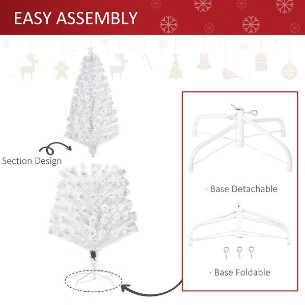 HOMCOM 7 ft. Prelit Christmas Tree with Stand，LED Christmas Tree with Lights