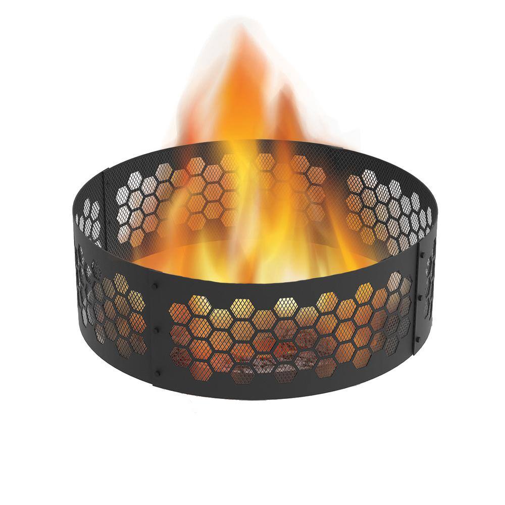 BLUE SKY OUTDOOR LIVING Decorative Honeycomb Fire 36 in. x 12 in. Round Steel Wood Fire Pit Ring FR36HC01