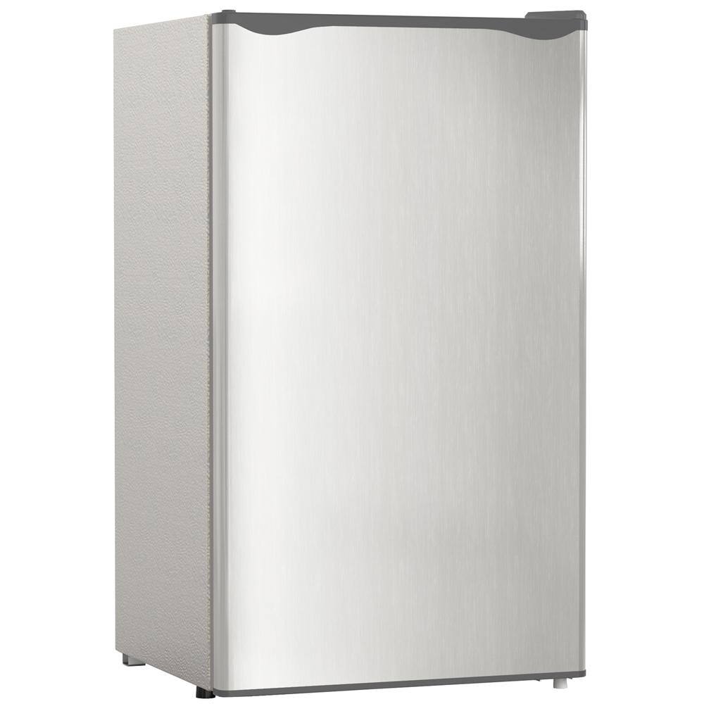 Kahomvis 3.2 cu. ft. Mini Fridge with Freezer and Reversible Door 5 Level Thermostat Adjustable Compact Refrigerator in Silver MRS-LKES-7AAN