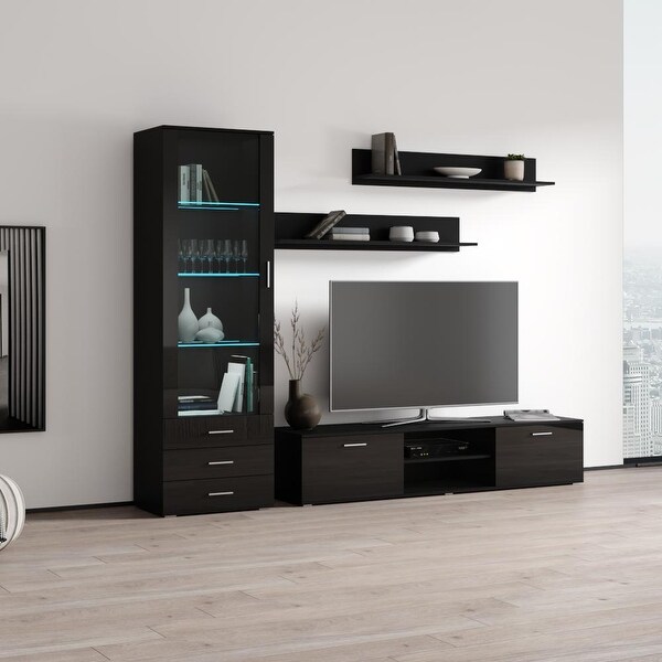 Soho 1 Modern Wall Unit Entertainment Center with 16 Color LED Lights