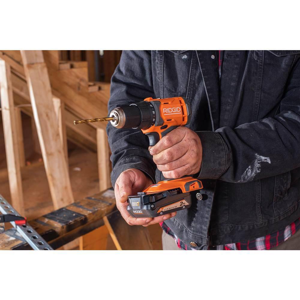 RIDGID 18V Cordless 12 in. DrillDriver Kit with 2.0 Ah Battery and Charger with (2) MAX Output 2.0 Ah Batteries R86001K-AC840020PN