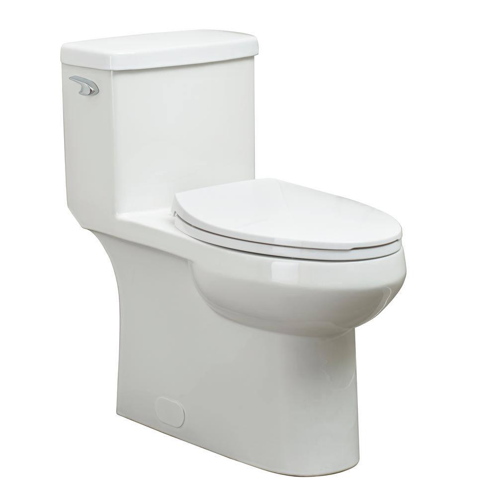 Foremost 1-Piece 1.28 GPF Single Flush Elongated Toilet FM trim in White with Slow Close Toilet Seat Included TL-8423HC-EW-FM