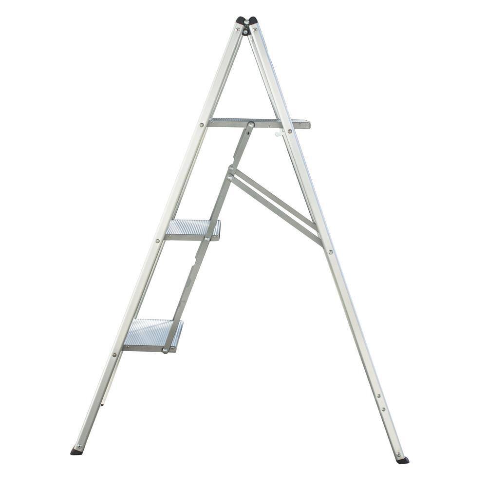 AmeriHome Ultra Slim Three Step 3 ft. Aluminum Step Ladder 7 ft. Reach 808254